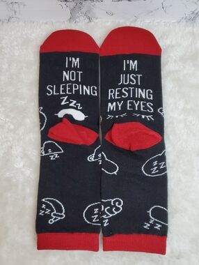 Black & Red Novelty I'm Not Sleeping Just Resting My Eyes' Crew Socks NWT